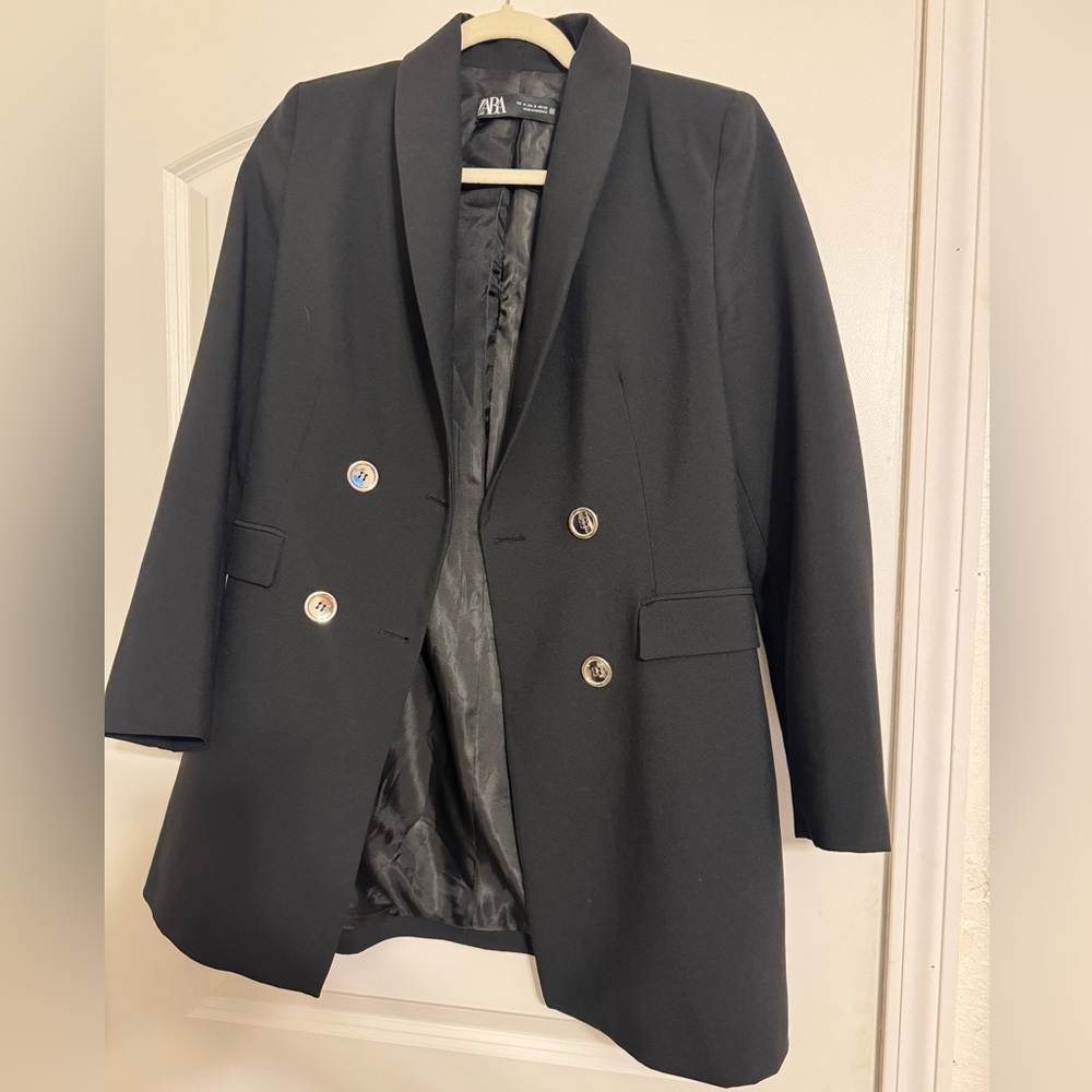 Zara Black Double-Breasted Blazer